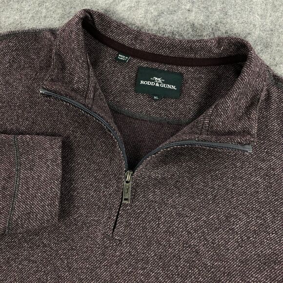 Rodd‎ & Gunn Mens 1/4 Zip Pullover XL Maroon Elbow Pads Sweater Long Sleeve - Picture 1 of 11